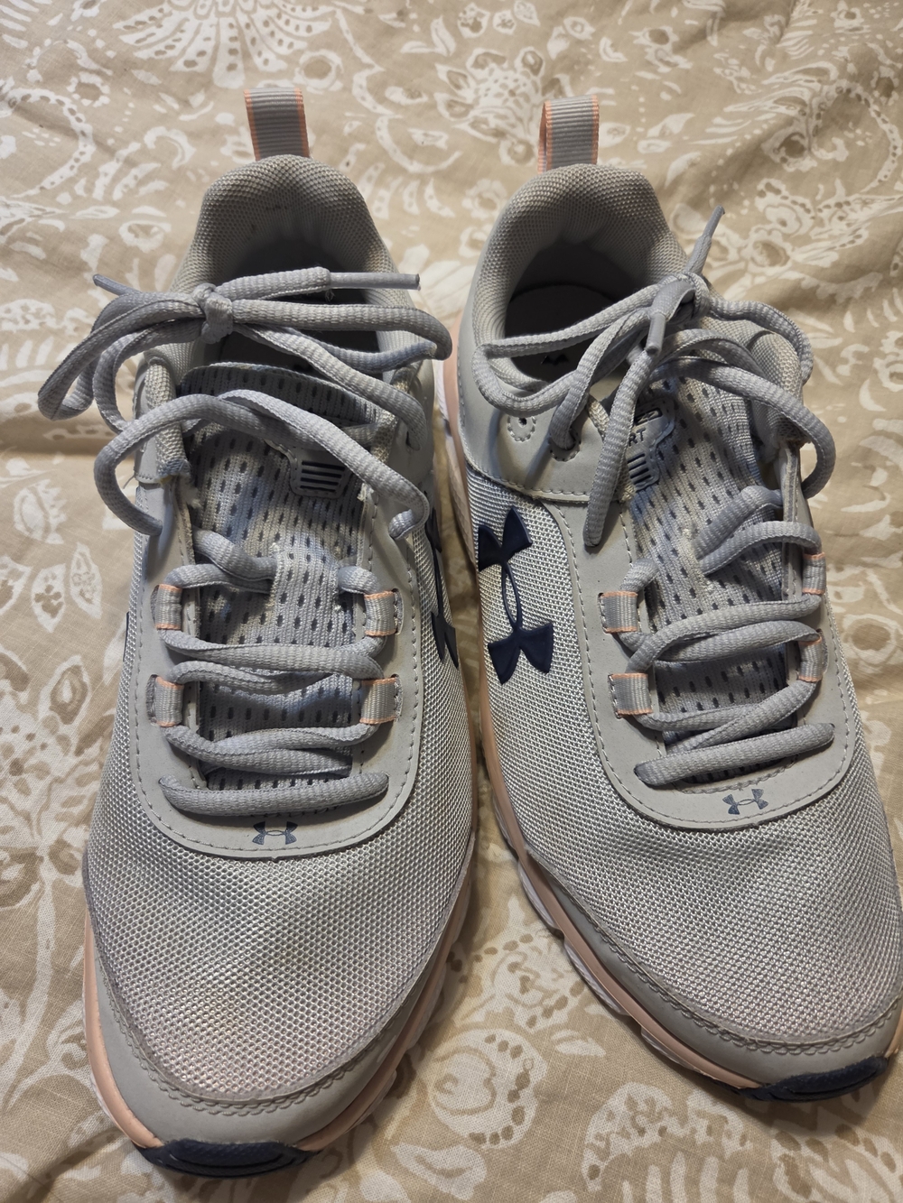 Under Armour Kids Gray and Pink Athletic Sneakers